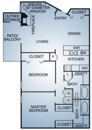 Regatta Apartments 2x2 B2 Floor Plan