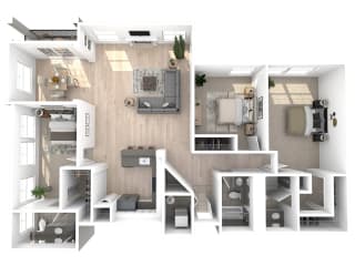 Villaggio on Yarrow Bay Apartments Rome 3D Floor Plan
