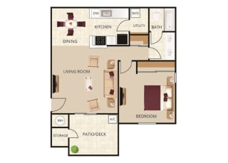 San Marino Apartments 1x1 S Floor Plan