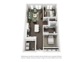 Paceline Apartments B5 1x1 Floor Plan