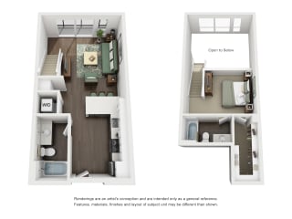 Paceline Apartments 1x1 Loft L4 Floor Plan