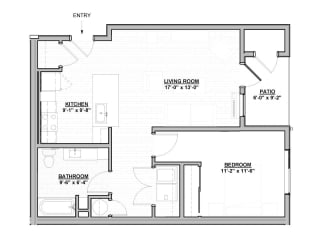 Cypress at Triple Ridge Apartments 1 Bed 1 Bath B Floor Plan