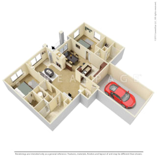 2 Bedroom Apartment with Attached Garage