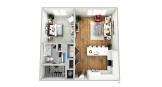 1 bedroom 1 bathA7 Floor Plan at SODO Duluth, Duluth, GA, 30096