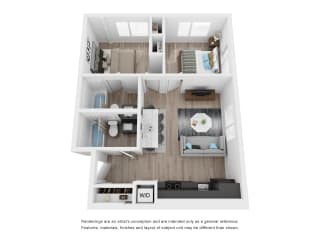 2 Bedroom 2 Bath Floor Plan at Nomad Apartments, Oregon