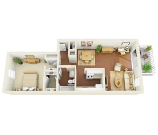 A1 1 Bed 1 Bath, 975 Square-Foot Floor Plan at Legacy, Tampa, FL