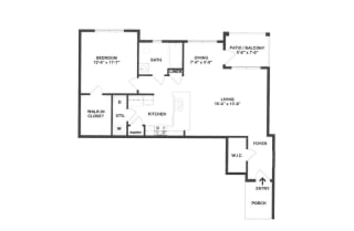 Hadron 1 Bed 1 Bath, 762 Square-Foot Floor Plan at Orion McCord Park, Little Elm, Texas
