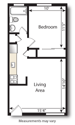 Floor Plan 1 Bed / 1 Bath