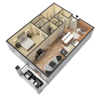 1 bedroom 3D floor plan