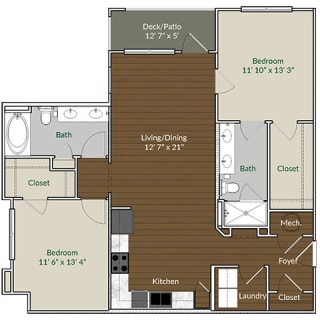 Our B1 floor plan at Apartments @ Eleven240, Charlotte, NC, 28216