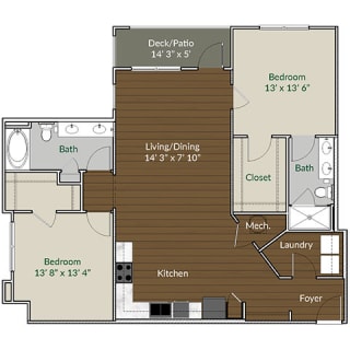 Our B5 floor plan at Apartments @ Eleven240, Charlotte