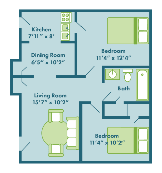 two bedroom floor plan Ferguson MO