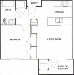 1 Bedrooom 1 Bath 2D Floorplan-Brookshire Senior Living, Lawrenceville, NJ