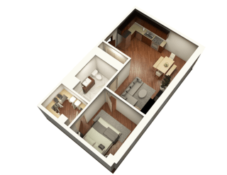 1 Bed 1 Bath 719 sqft Floor Plan at Somerset Place Apartments, Illinois, 60640