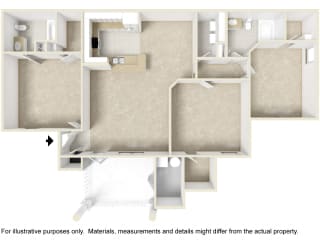 Floor Plan 3 Bedroom Balcony