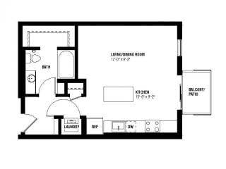 Alta Floor Plan (0 beds, 1 baths, 484-515  sq.ft, rent $1,286-$1,340/month)