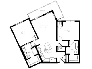 Opulent Floor Plan (2 beds, 2 baths, 1125-1180 sq.ft, rent $2,260-$2,370/month)