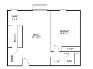 Lou Park Victoria and Home Floor Plan Lou Park Apartments in St. Louis Park, MN 1 Bedroom 1 Bathroom Floor Plan