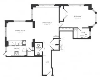Floor Plan Residence A - 1 Bedroom Executive