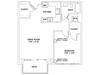 Floor Plan R2 - 1 Bedroom Apartment