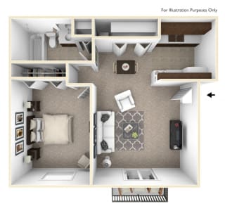 Primrose Floor Plan at The Village Apartments, Michigan, 48393