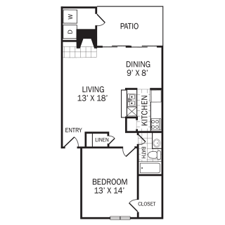 Floor Plan A4 at Rock Creek Apartments in Dallas, TX
