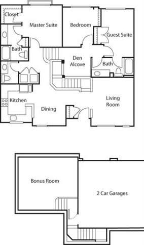 Townhouse with Den I- 55&#x2B; Adult Living Floorplan at Reunion at Redmond Ridge, Redmond, Washington