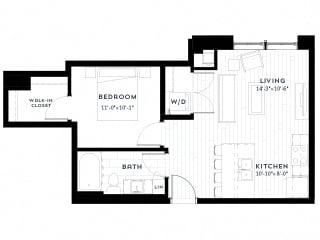 1A upgrade Floor plan at Custom House, St. Paul, MN 55101