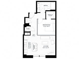 1H upgrade Floor plan - 672 Sq.Ft. 1H upgrade Floor plan at Custom House, St. Paul, Minnesota