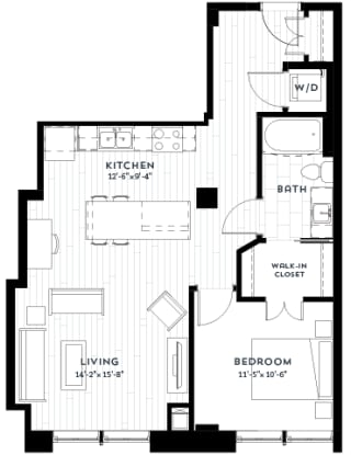 1S Floor plan 1S Floor plan at Custom House, St. Paul, MN 55101