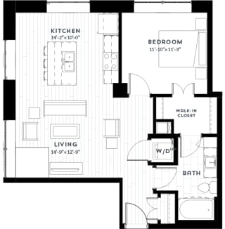 1T Floor plan 1T Floor plan at Custom House, Minnesota, 55101