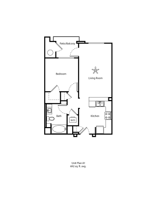 One11_Corona CA_Floor Plan A1_One Bedroom One Bathroom
