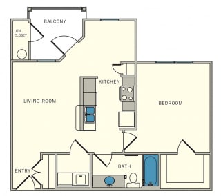 Unit A3 - one bed, one bath at CLEAR Property Management , The Lookout at Comanche Hill Apartments, San Antonio, TX