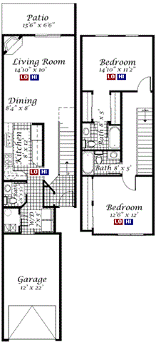 Bell Rock two bedroom two bathroom floorplan at Southwind Villas
