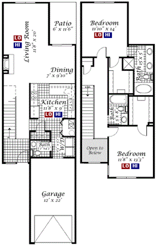 Gibbs Hill two bedroom two bathroom floorplan at Southwind Villas