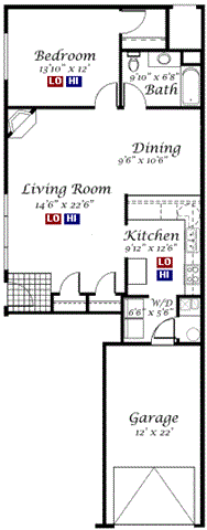 Kopu one bedroom one bathroom floorplan at Southwind Villas