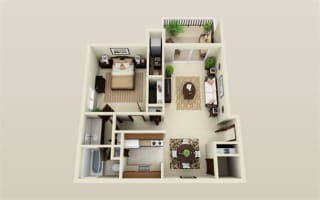 One Bedroom One Bath Floor Plan One Bedroom One Bath Floor Plan at Three Oaks Apartments in Troy, MI