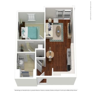 1 bedroom 1 bathroom Floorplan D at South 16 At The Bridges, Virginia, 24016