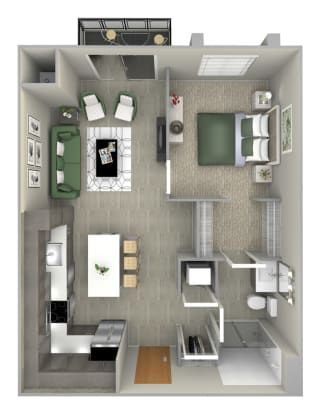 Hennepin A floor plan-The Preserve at Normandale Lake luxury apartments in Bloomington, MN