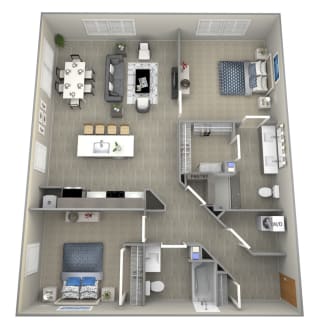 University floor plan-The Preserve at Normandale Lake luxury apartments in Bloomington, MN