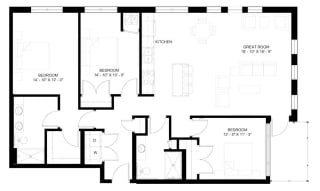 The Everest A 3-bedroom floor plan layout