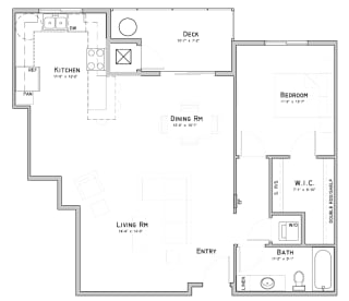 One bedroom layout-Lotus floor plan One bedroom layout-Lotus floor plan for rent at WH Flats in South Lincoln NE