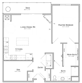 One bedroom apartment with den-Orchid layout for rent at WH Flats in South Lincoln NE