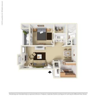 A2 - 1 bedroom 1 bath Floor Plan at Park at Caldera, Midland, TX, 79705