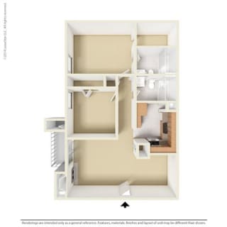 B1 - 2 bedroom 2 bath Floor Plan at Park at Caldera, Midland, TX, 79705