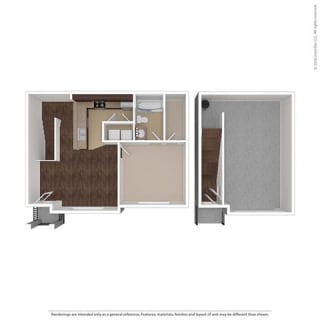 Caldera 1 Bed 1 Bath, 743 Square-Foot Floor Plan at Orion McCord Park, Little Elm, TX, 75068