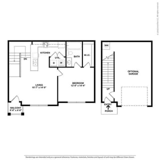 Caldera 1 Bedroom 1 Bath Floor Plan at Orion McCord Park, Little Elm, TX