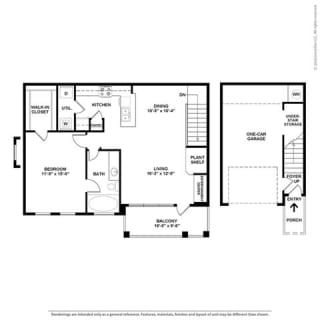 Celestia 1 Bedroom 1 Bath Floor Plan at Orion McCord Park, Little Elm, 75068