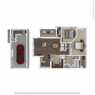 1200 Square-Foot Callisto Floor Plan at Orion McKinney, McKinney, TX, 75070