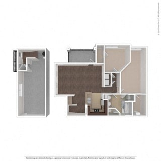Callisto 2 Bedroom 1 Bath, 1200 Square-Foot Floor Plan at Orion McKinney, McKinney, TX